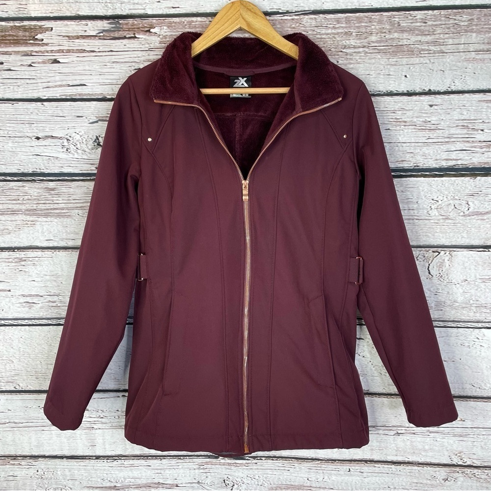 ZeroXposur Women’s Mid-Weight Jacket Size Medium Faux Fur Collar‎ Purplish-Red